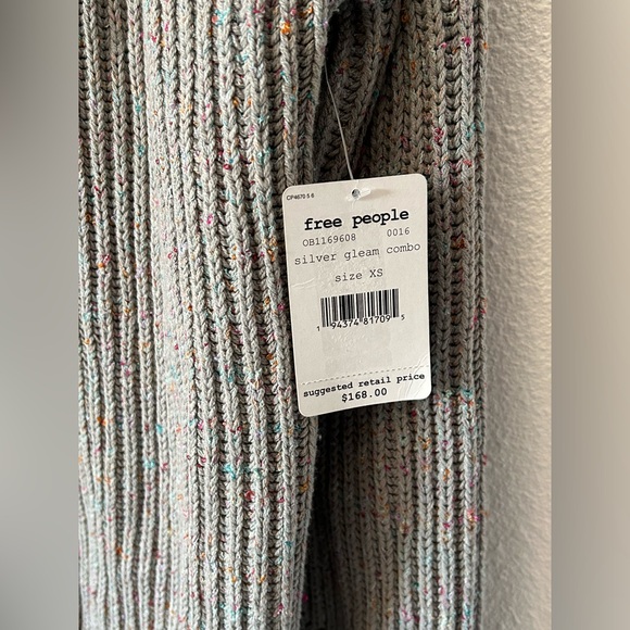 Free people Leo tunic sweater in silver gleam combo nwt sz XS - Picture 7 of 9